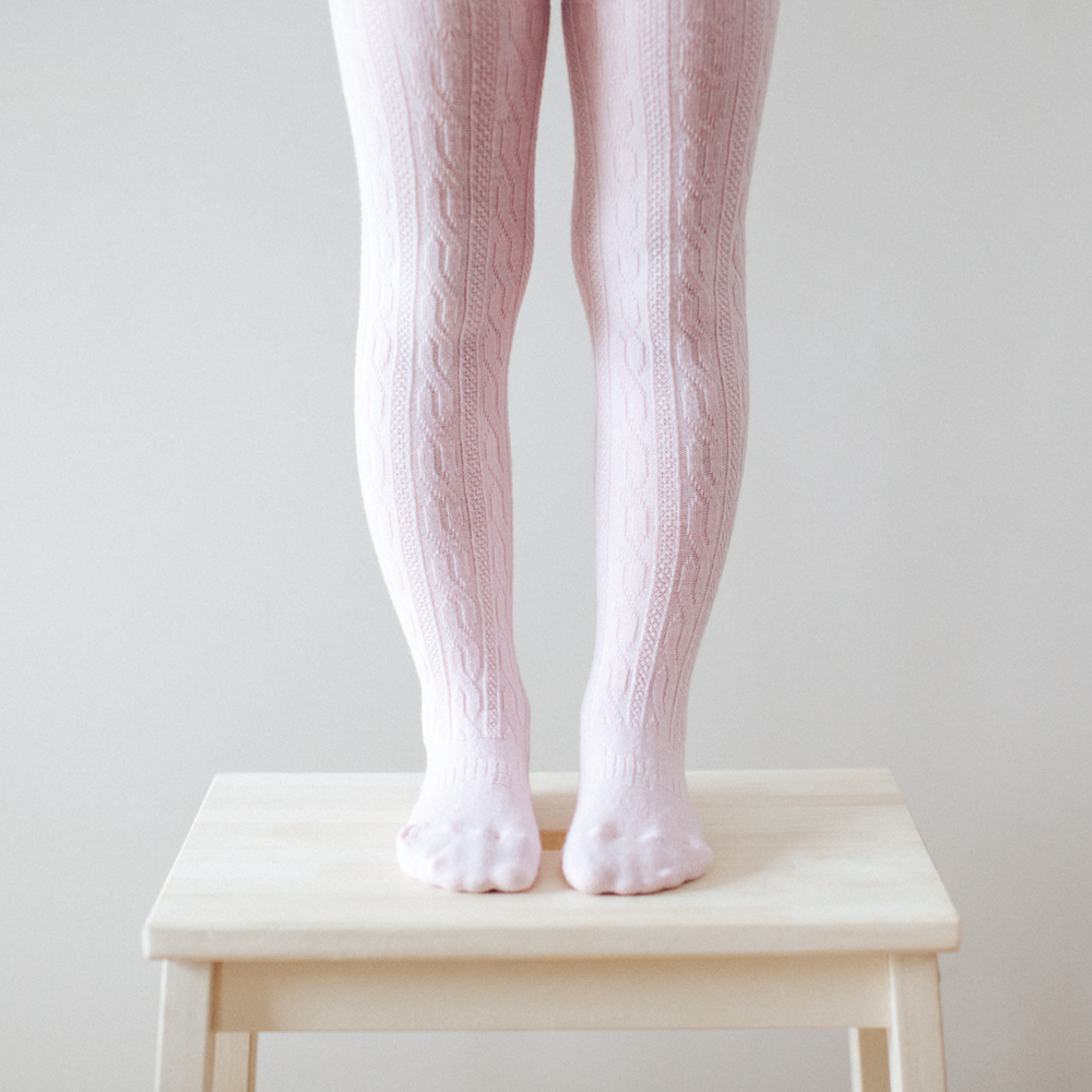 Merino Wool Cable Tights | Cherry Blossom