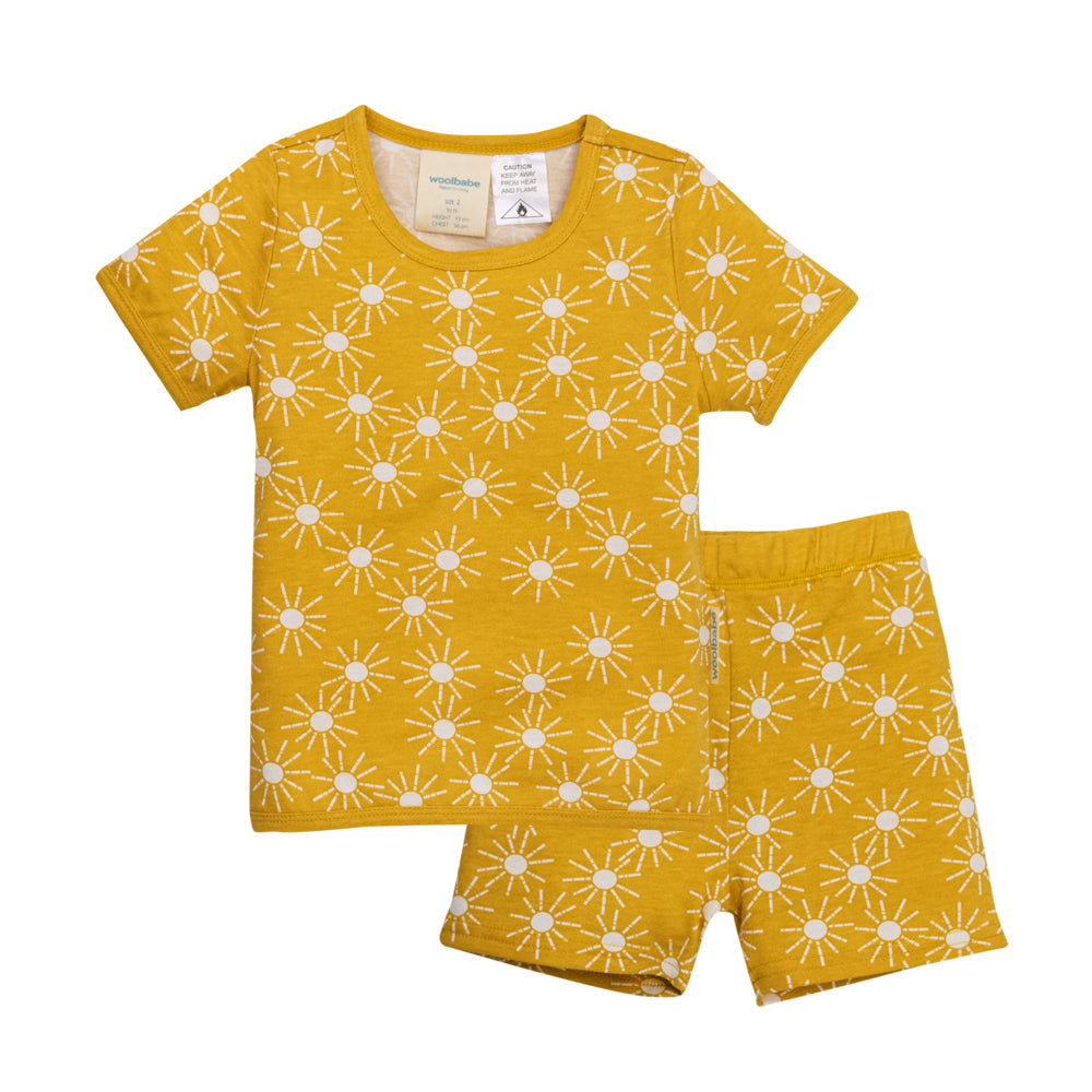 Woolbabe Merino/Organic Cotton Summer Pyjamas - Golden Sunshine