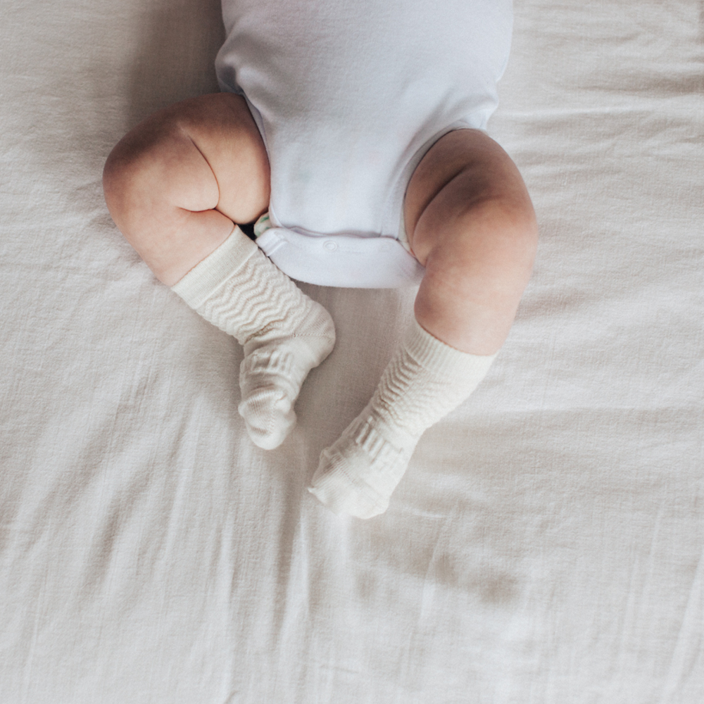 Merino Wool Crew Socks | Baby | Pearl