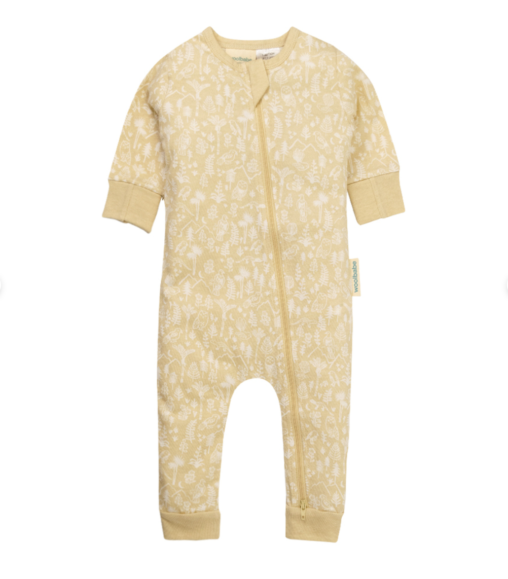 Woolbabe Merino/Organic Cotton PJ Suit - Sand Wilderness