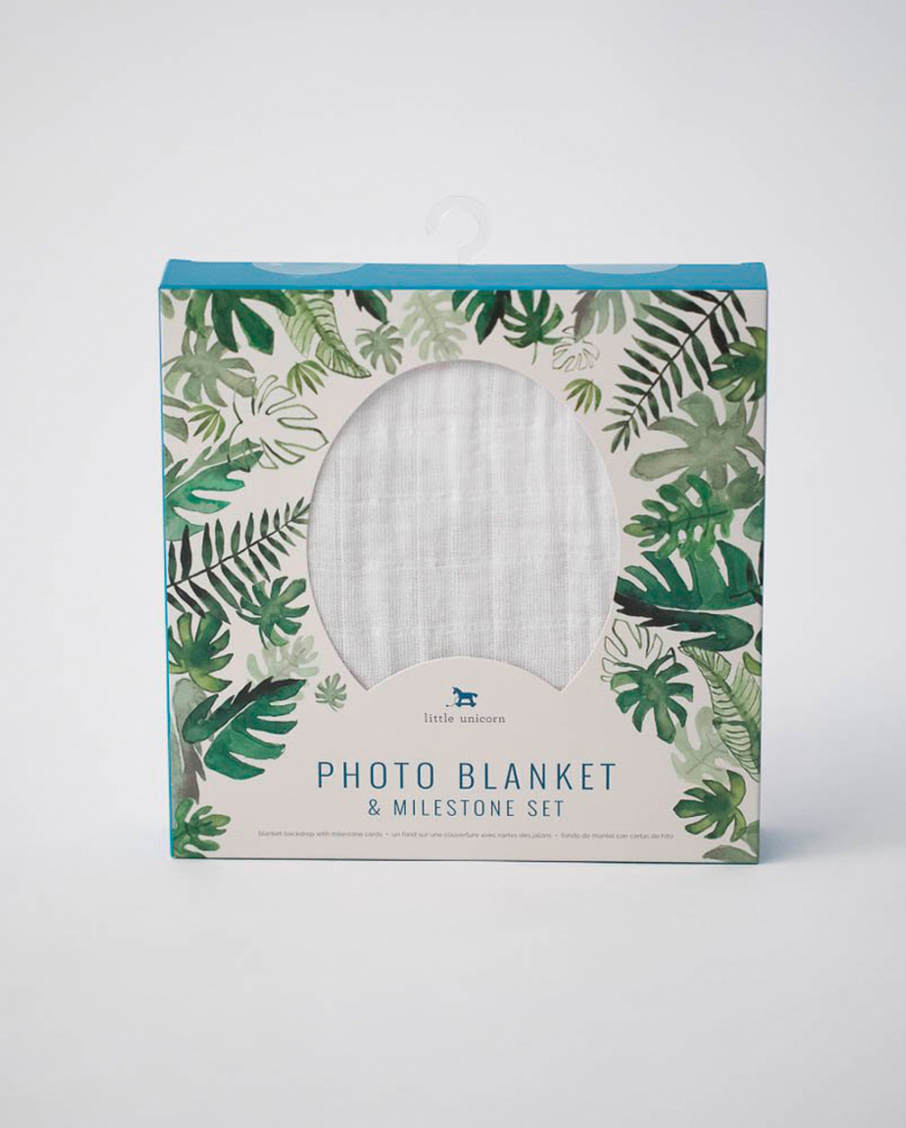 Muslin Photo Blanket & Milestone Set - Tropical Leaf