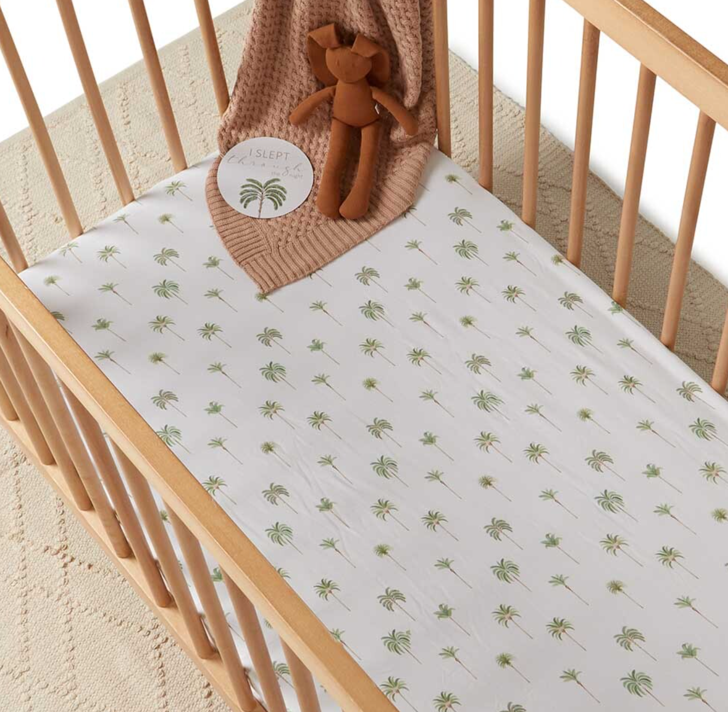 Green Palm Fitted Cot Sheet