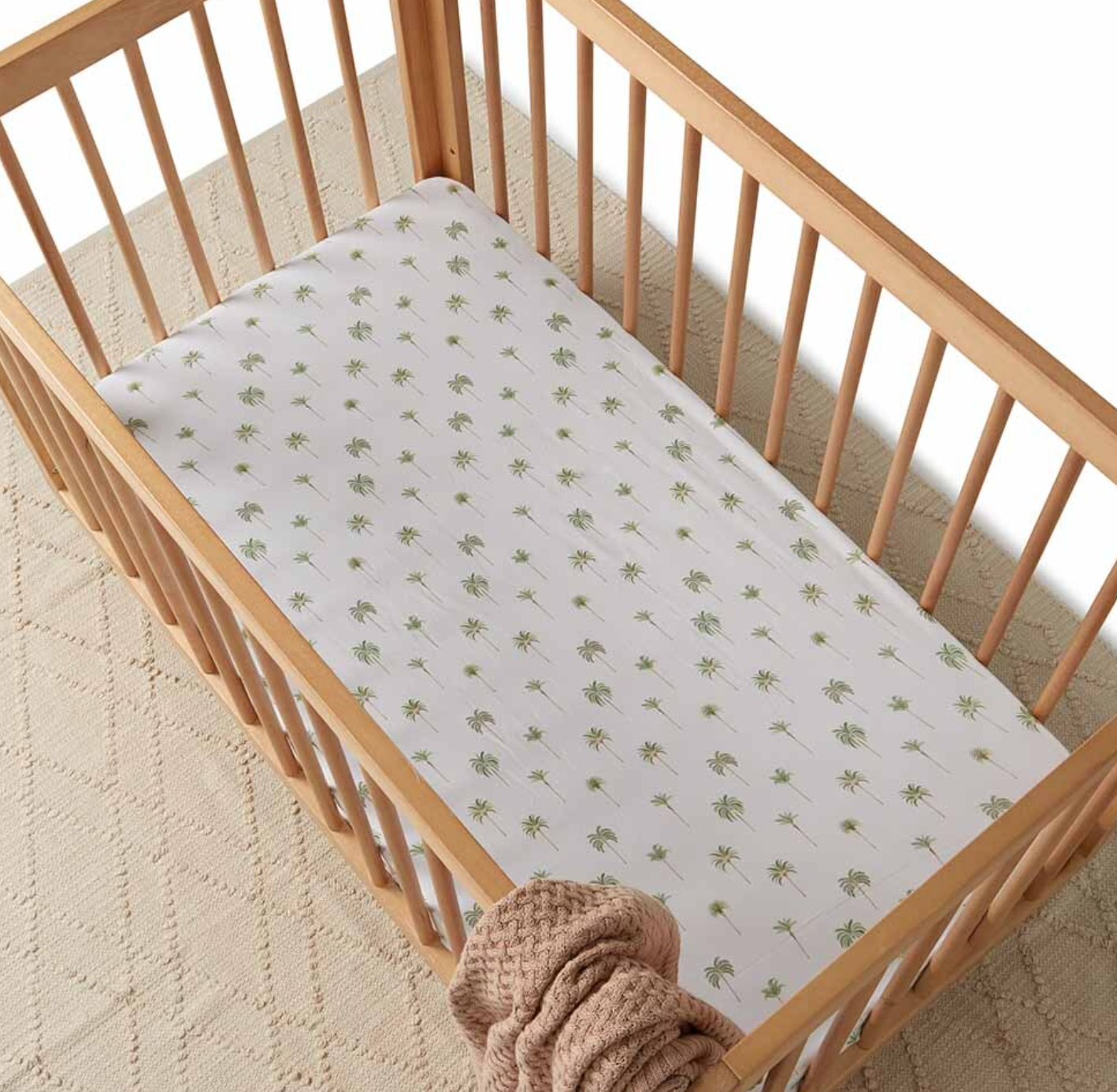 Green Palm Fitted Cot Sheet